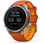 Garmin fenix 9 Pro InReach 47mm Titanium with Autumn Orange/Spark Orange Silicone Band - Image 5
