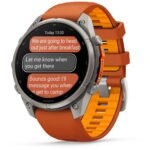 Garmin fenix 9 Pro InReach 47mm Titanium with Autumn Orange/Spark Orange Silicone Band - Image 6