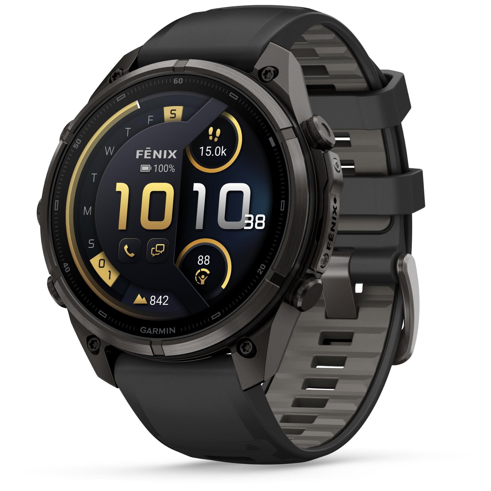 911651-Product-0-I-639234082205182478.jpg Garmin fenix 9 Pro InReach 47mm Carbon Grey DLC Titanium with Black/Pebble Grey Silicone Band - Image 1