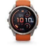 Garmin fenix 9 Pro InReach 51mm Titanium with Autumn Orange/Spark Orange Silicone Band - Image 2