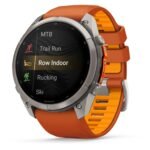 Garmin fenix 9 Pro InReach 51mm Titanium with Autumn Orange/Spark Orange Silicone Band - Image 4