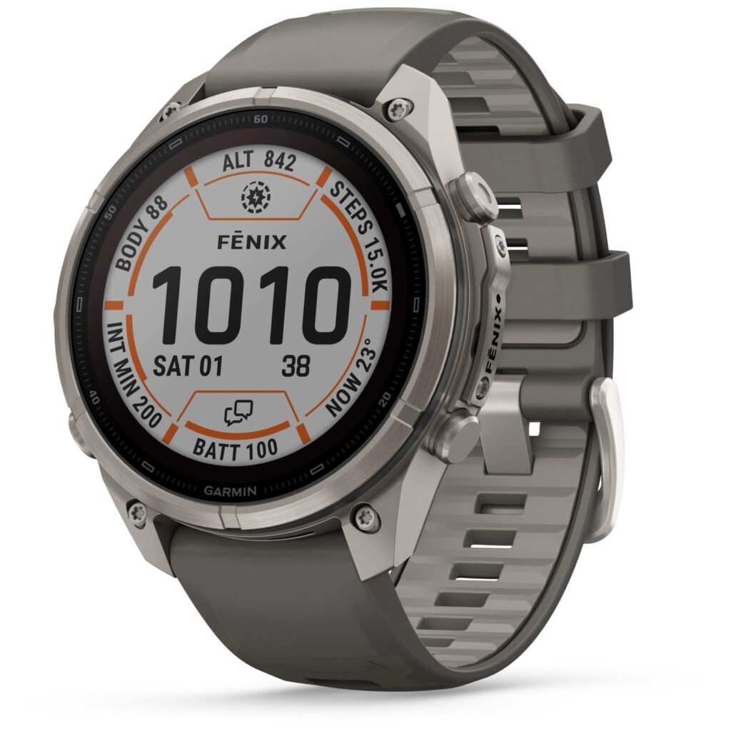 Garmin fenix 9 Pro inReach Solar 47mm with Titanium with Pebble Grey Silicone Band