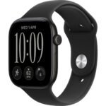 Apple Watch Series 12 46mm Black Aluminium Case GPS + Cellular Sport Band (S/M) (Black)