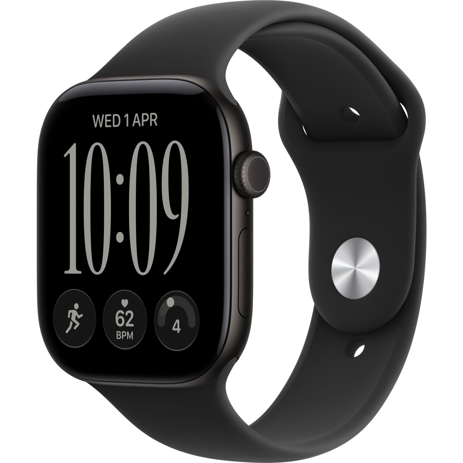 913726-Product-0-I-639245940602945259.jpg Apple Watch Series 12 46mm Black Aluminium Case GPS + Cellular Sport Band (S/M) (Black) - Image 1