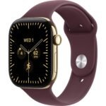 Apple Watch Series 12  46mm Radiant Gold Titanium Case GPS + Cellular Sport Band  (S/M)  [Burgundy]