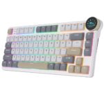 Royal Kludge RK N80 Tri mode RGB Hot Swap Keyboard - Red Switch (Pearly Dawn) - Image 3