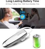 New Bee Bluetooth Handsfree Earpiece with Noise-Canceling Mic (White) - Image 3