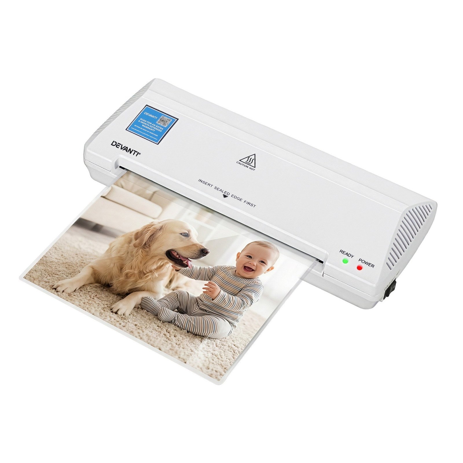 ee951ff8a8774555a85279a5eee797b4.jpg Devanti A4 Laminator Machine for Document Photo Card Handmade A4 A5 A6 White - Image 1