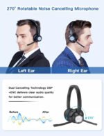 New Bee BH58 Wireless Office Headset - Noise-Canceling Bluetooth (Black) - Image 2
